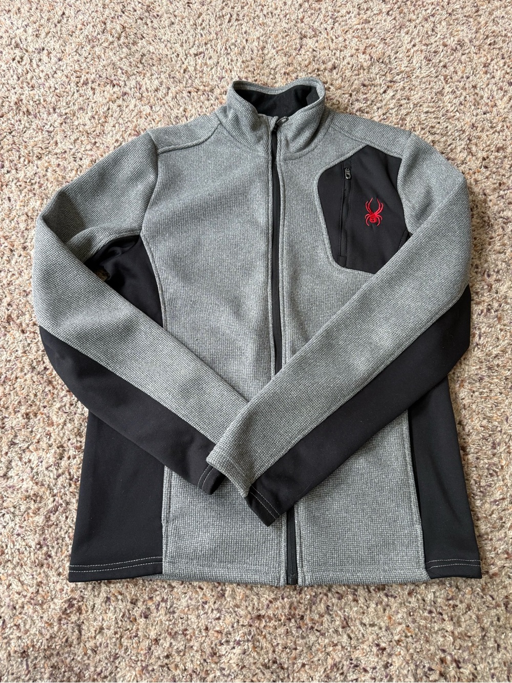 Spyder Grey and Black Lightweight Full-Zip Jacket with Red Logo